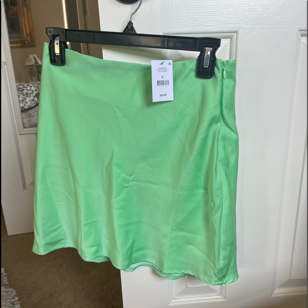 Cotton On satin mini skirt green